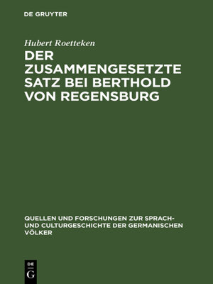 cover image of Der zusammengesetzte Satz bei Berthold von Regensburg